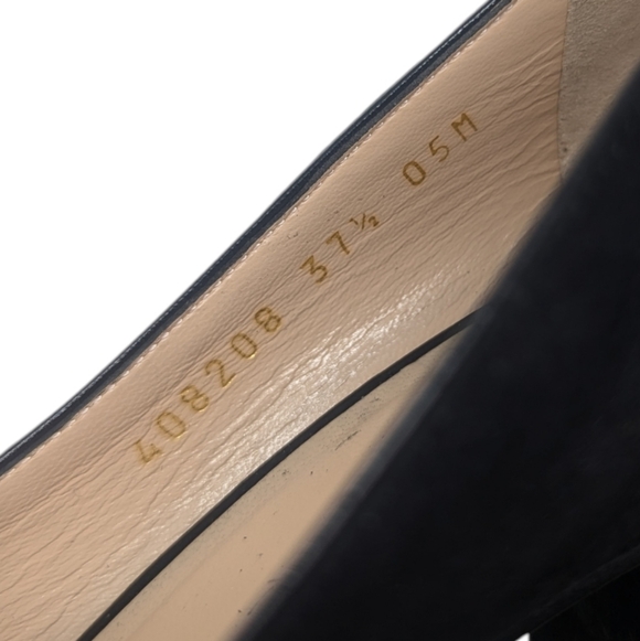 Gucci Marmont Black Suede Fringe GG Block Heel Loafers Size EU 37.5 - Picture 9 of 13